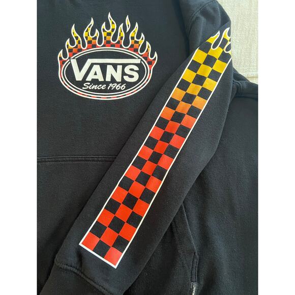 Vans Flame Checkerboard Hoodie Black Sweatshirt - XL - Picture 5 of 9